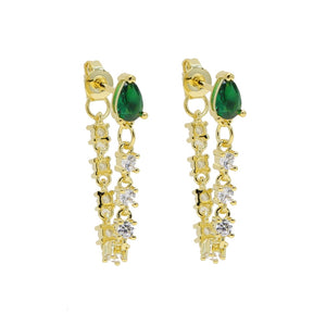 S925 Women's Emerald Tear Drop Earrings - Different Drips