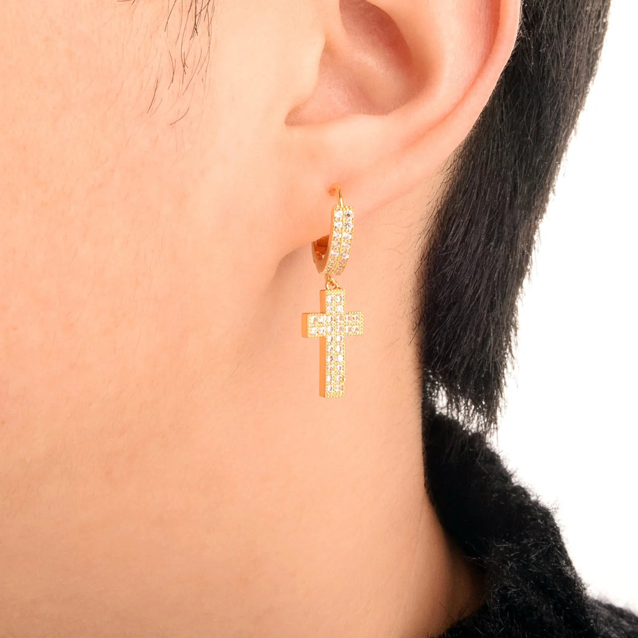 Diamond Pave Cross Dangle Earrings - Different Drips