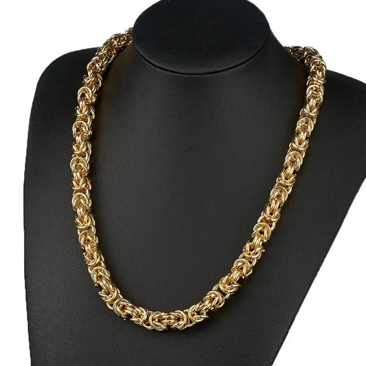 Solid 18k Gold Plated Byzantine Link Chain - Different Drips