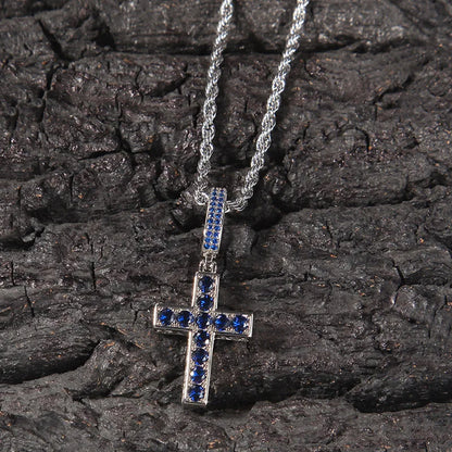 Iced Out Double Sided Emerald Cross Pendant - Different Drips