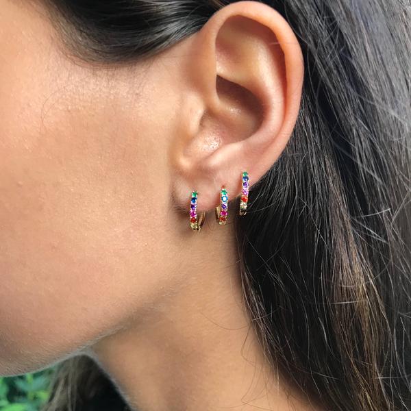 S925 Women's Multi-Color Hoop Earrings - Different Drips