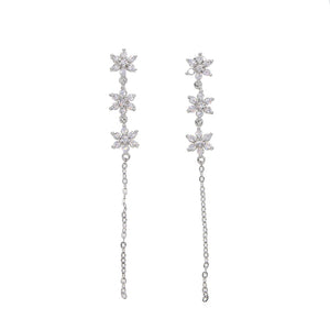 S925 Women's Triple Snowflake Drop Earrings - Different Drips