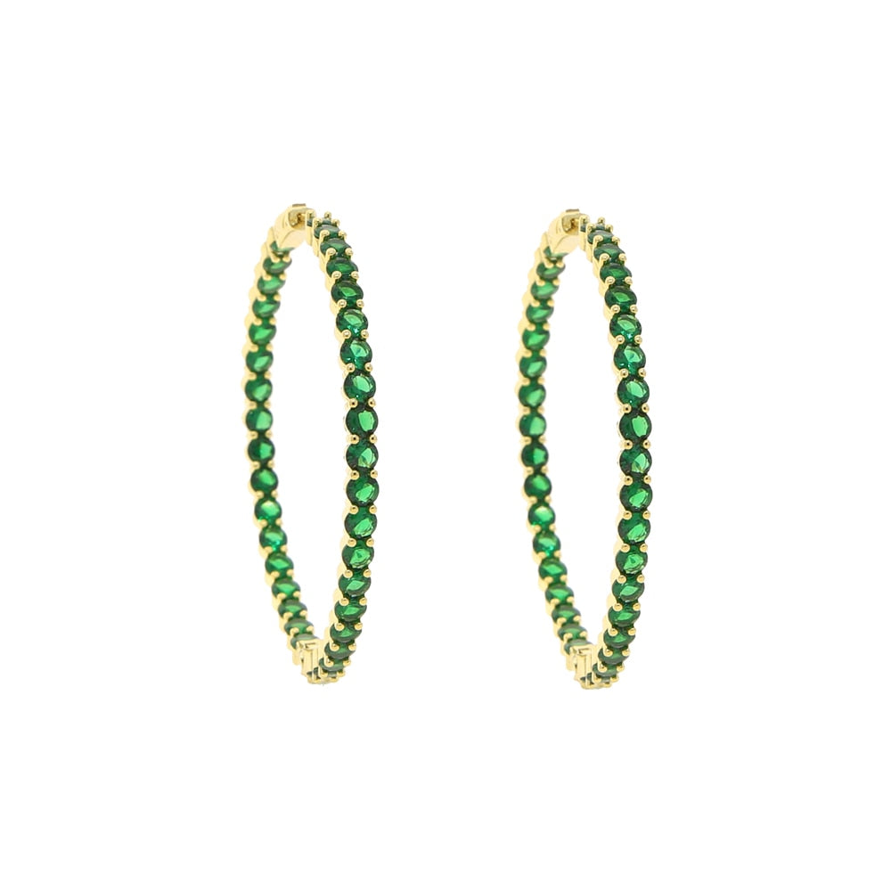 S925 Women's Medium Eternity Hoop Earrings - Colored - Different Drips