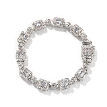 8mm Baguette Halo Iced Tennis Bracelet