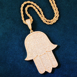 Iced Out Large Hasma Hand Pendant - Different Drips