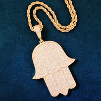 Thumbnail for Iced Out Large Hasma Hand Pendant - Different Drips