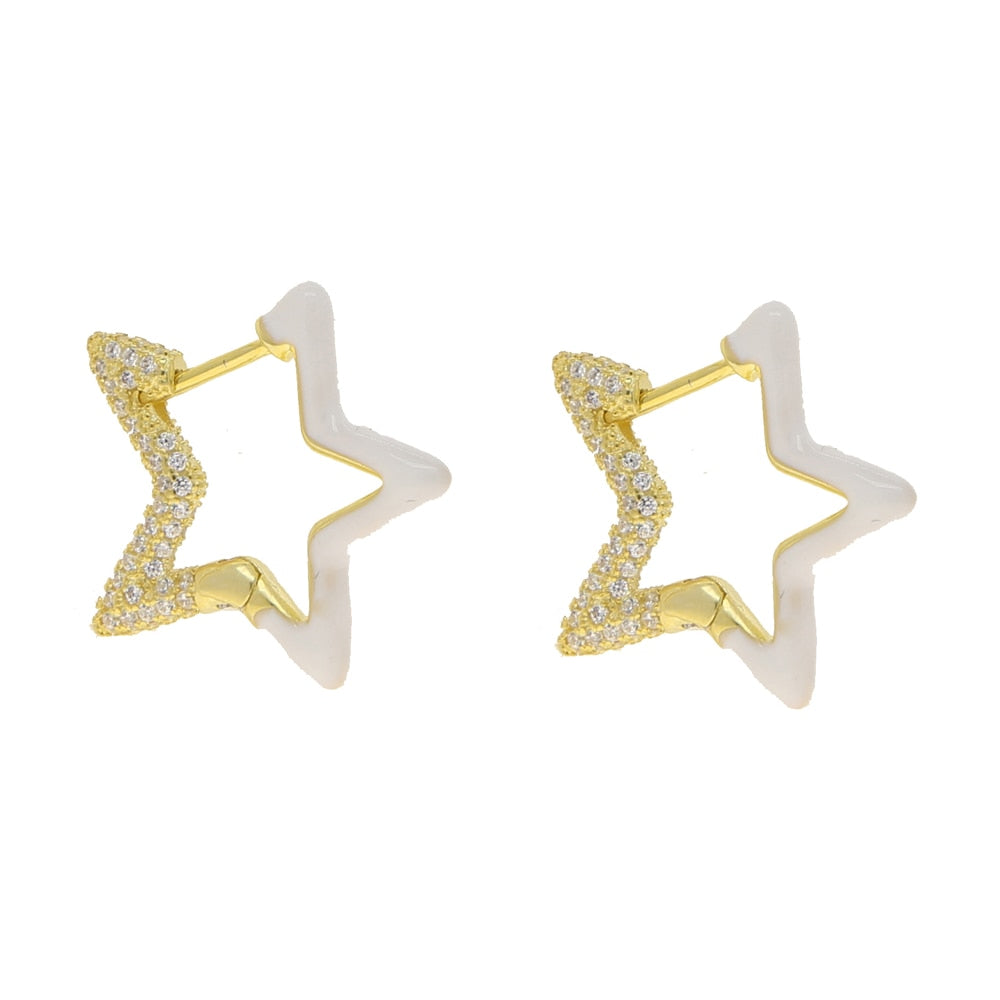 S925 Women's Enamel Star Earrings - Different Drips