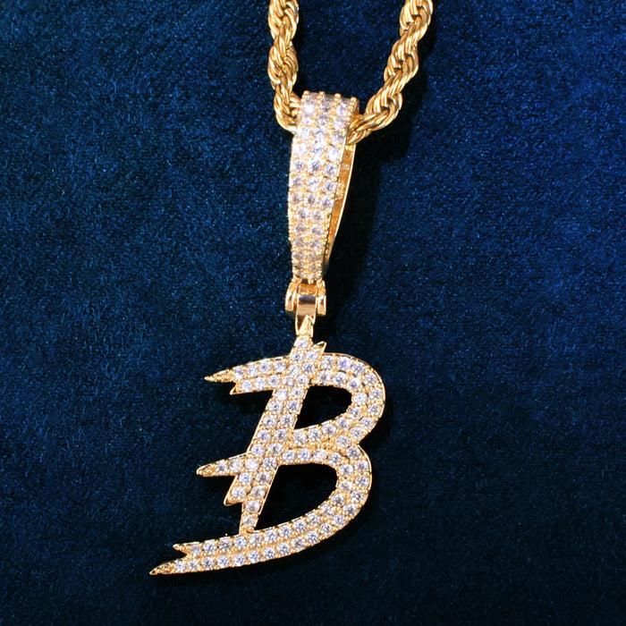 Brush Font Single Letter Pendant - Different Drips