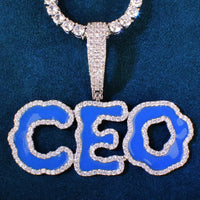 Thumbnail for Blue Enamel Wavy Custom Letter Pendant - Different Drips