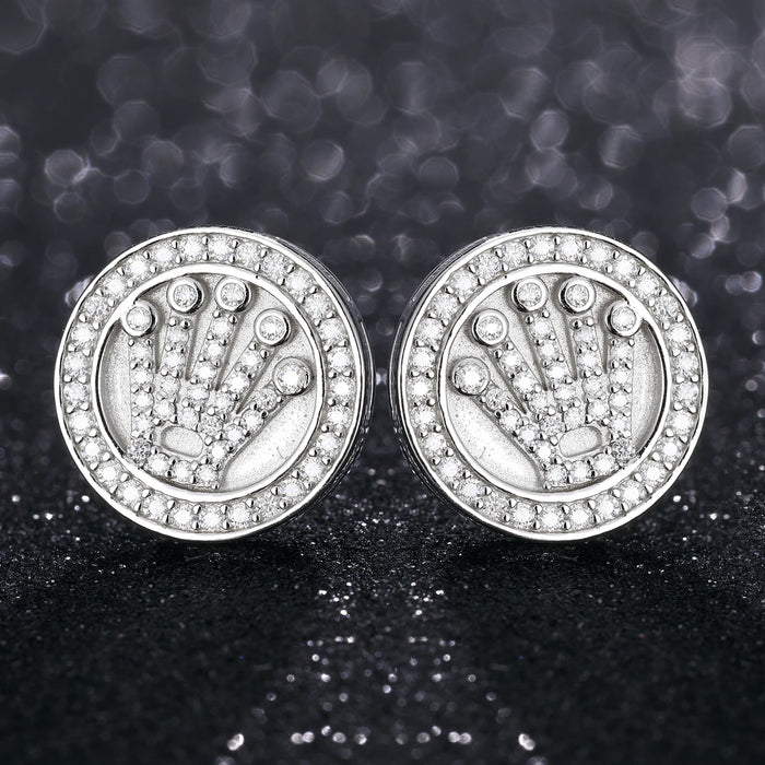 S925 Moissanite Crown Round Cut Stud Earrings - Different Drips