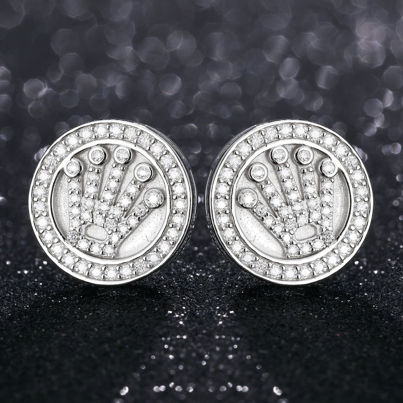 S925 Moissanite Crown Round Cut Stud Earrings - Different Drips