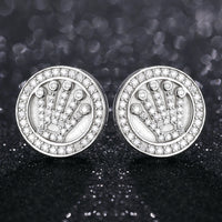 Thumbnail for S925 Moissanite Crown Round Cut Stud Earrings - Different Drips