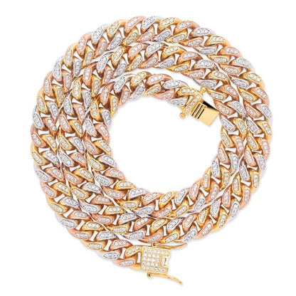 Iced Tri Tone Cuban Link Chain