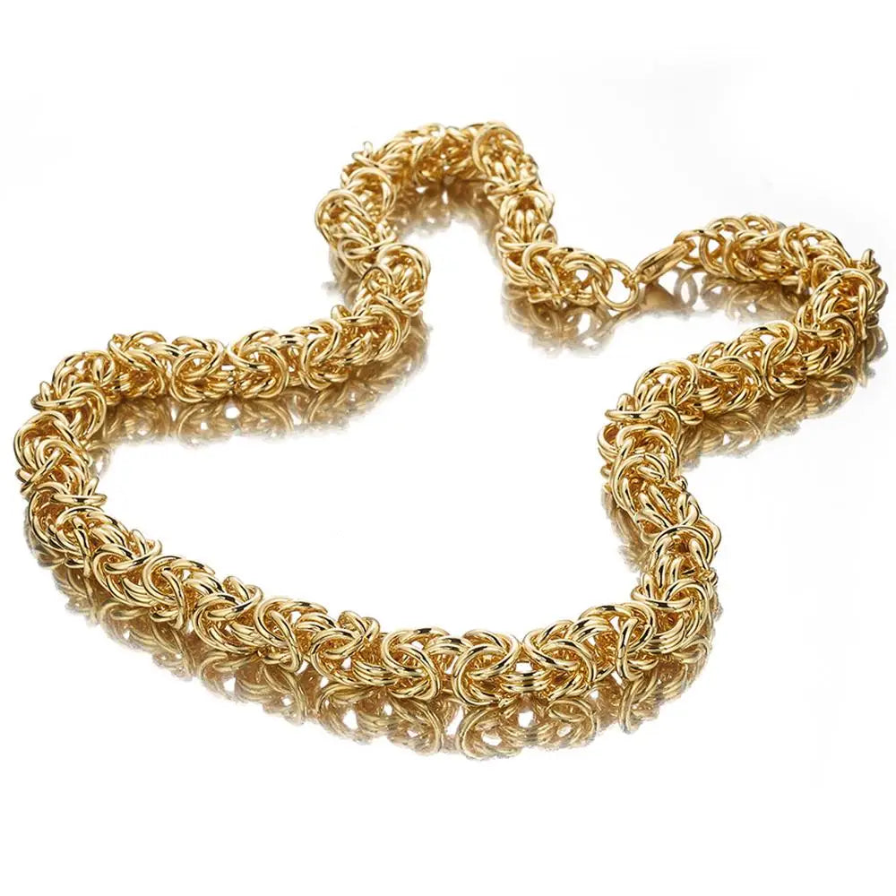 Solid 18k Gold Plated Byzantine Link Chain - Different Drips
