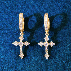 Diamond Cross Dangle Earrings - Different Drips