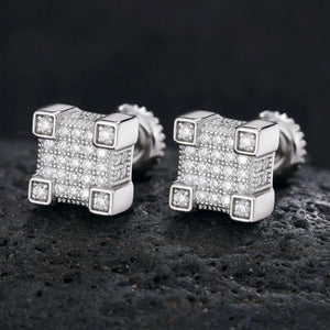 S925 Moissanite Square Paved Diamond Stud Earrings - Different Drips