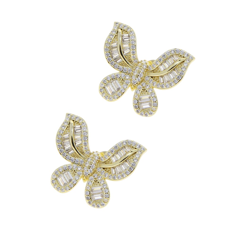 S925 Women's Baguette Butterfly Earrings - Different Drips