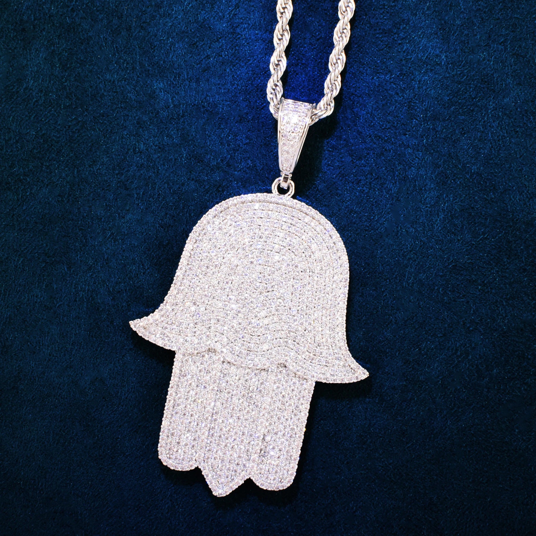 Iced Out Large Hasma Hand Pendant - Different Drips