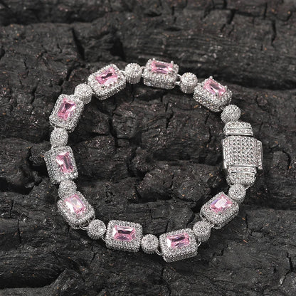 8mm Baguette Halo Iced Tennis Bracelet