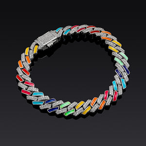 10mm Rainbow Prong Cuban Link Bracelet - Different Drips