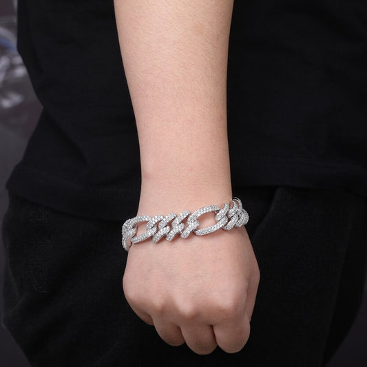 18mm Figaro Prong Cuban Link Bracelet - Different Drips
