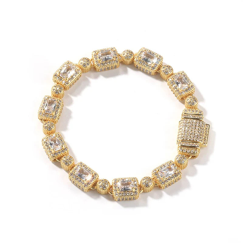 8mm Baguette Halo Iced Tennis Bracelet