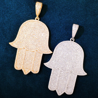 Iced Out Large Hasma Hand Pendant - Different Drips