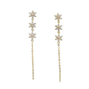 S925 Women's Triple Snowflake Drop Earrings - Different Drips