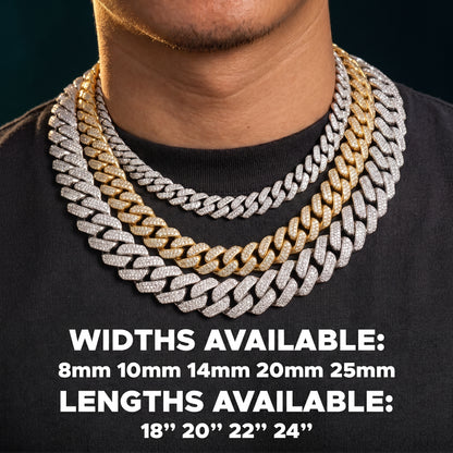 Moissanite Prong Cuban Chain 18k Gold (All Sizes) - Different Drips