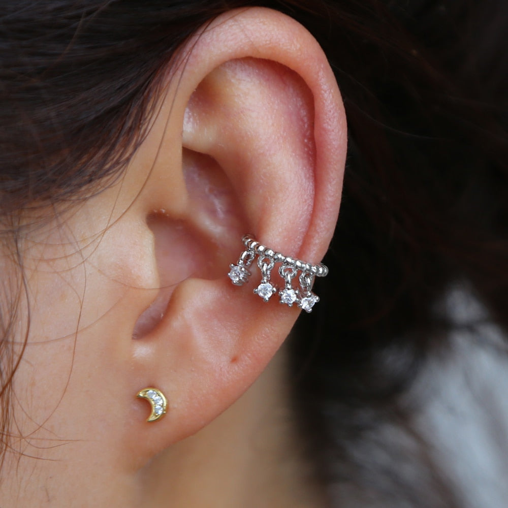 S925 Women's Fringe Huggie Earrings - Different Drips