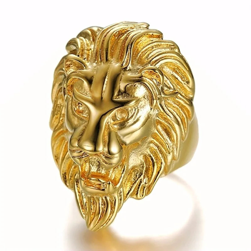 Gold Lion Head Statement Ring - Different Drips