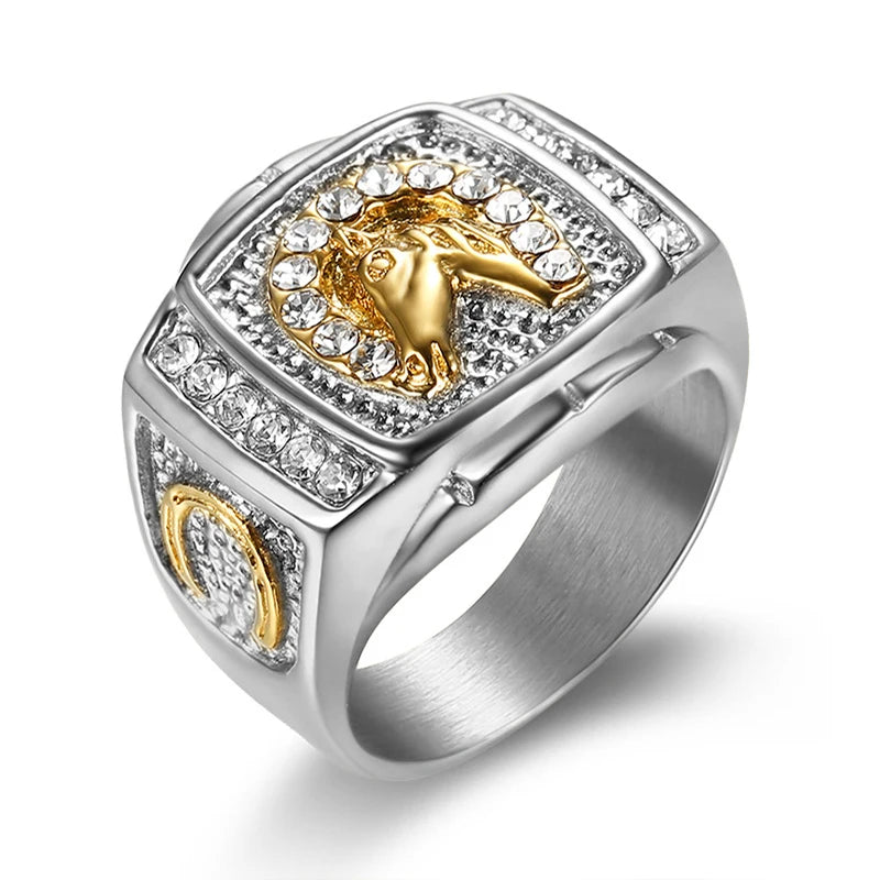 Iced Horseshoe Horse Ring - Different Drips