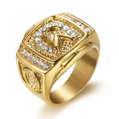 Iced Horseshoe Horse Ring - Different Drips