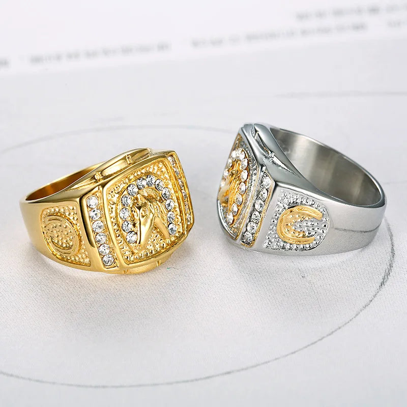 Iced Horseshoe Horse Ring - Different Drips