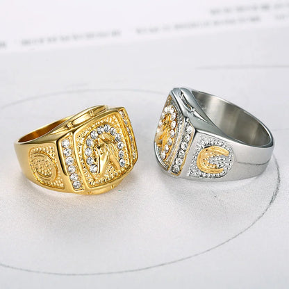 Iced Horseshoe Horse Ring - Different Drips