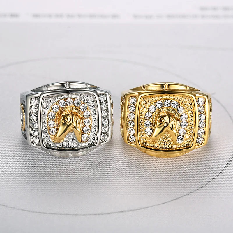 Iced Horseshoe Horse Ring - Different Drips