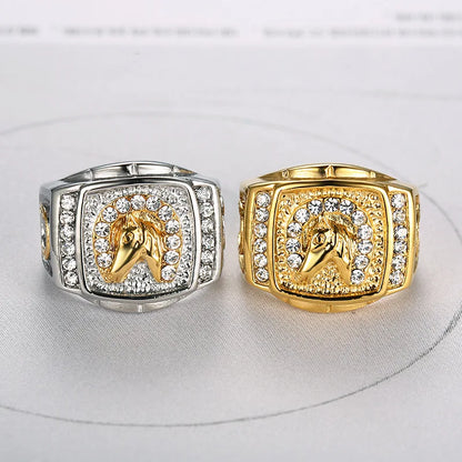Iced Horseshoe Horse Ring - Different Drips