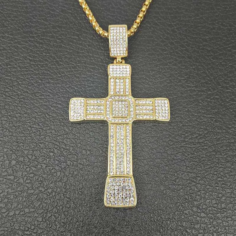 Large Iced Out Cross Pendant - Different Drips