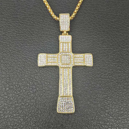 Large Iced Out Cross Pendant - Different Drips
