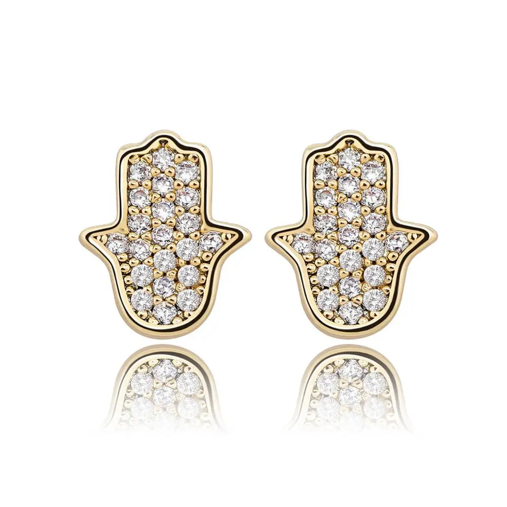 S925 Iced Hasma Hand Earrings - Different Drips