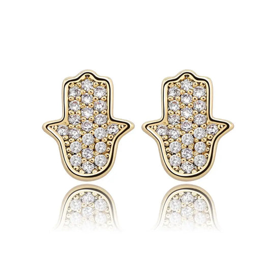 S925 Iced Hasma Hand Earrings - Different Drips