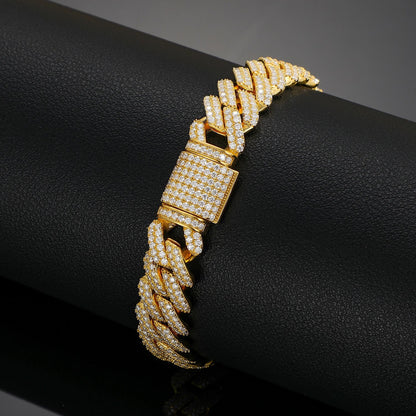 14mm S925 Moissanite Cuban Prong Bracelet - Different Drips