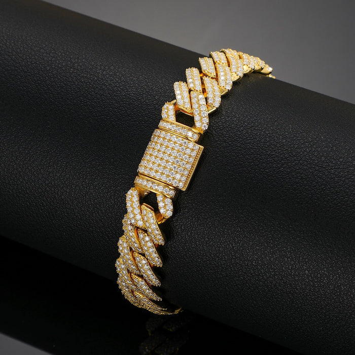 14mm S925 Moissanite Cuban Prong Bracelet - Different Drips