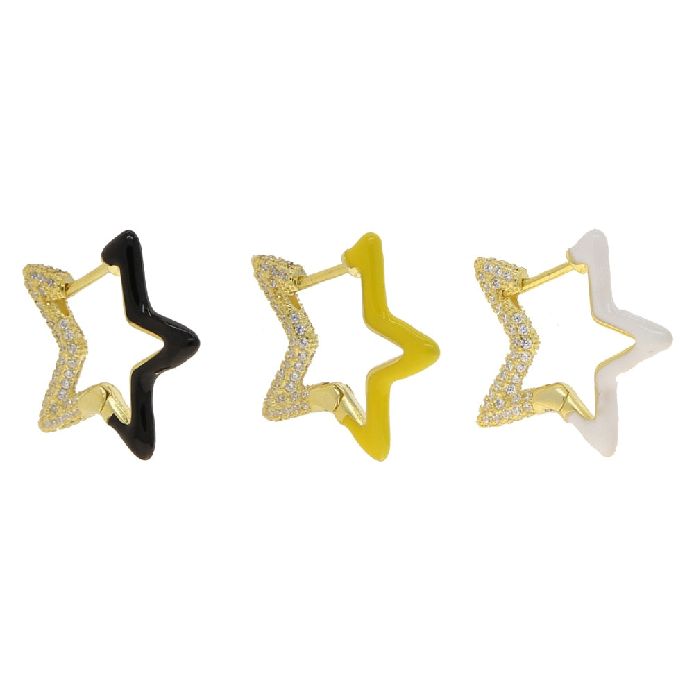 S925 Women's Enamel Star Earrings - Different Drips