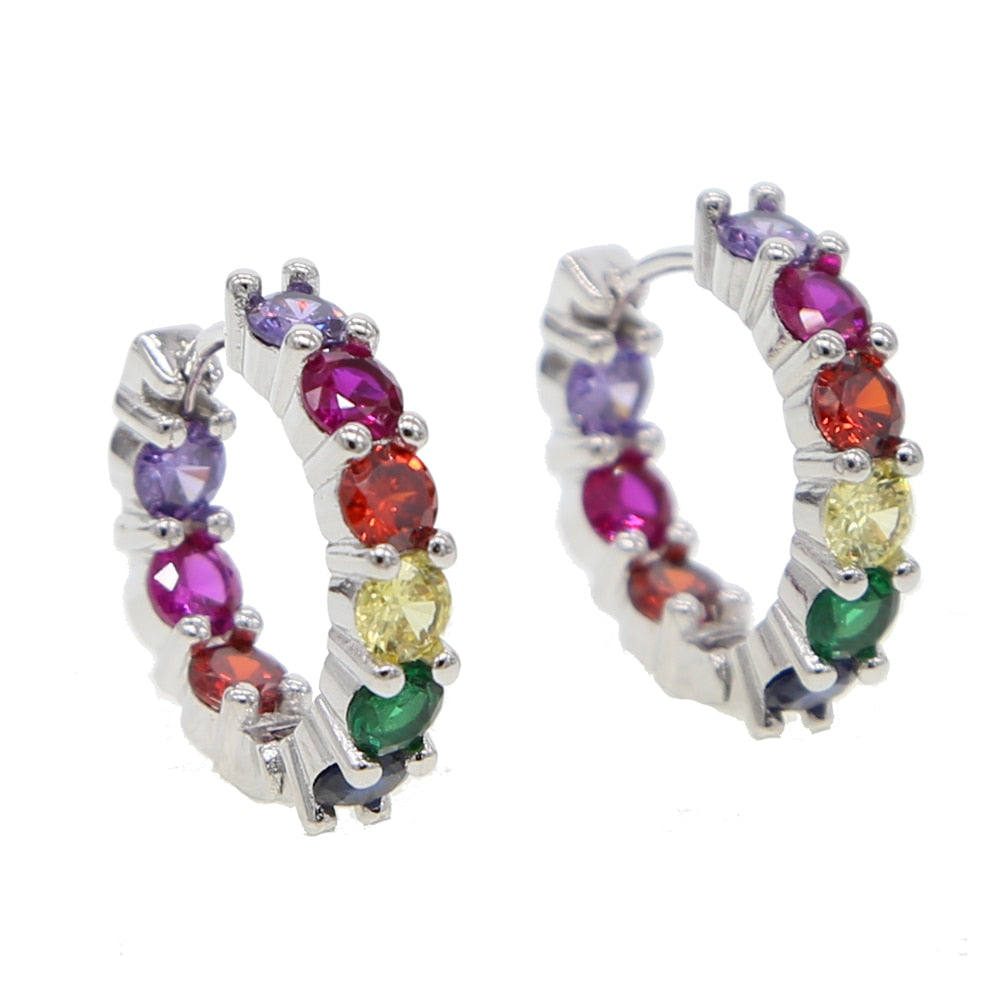 S925 Women's Multi-Color Hoop Earrings - Different Drips