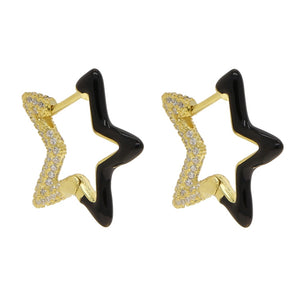 S925 Women's Enamel Star Earrings - Different Drips