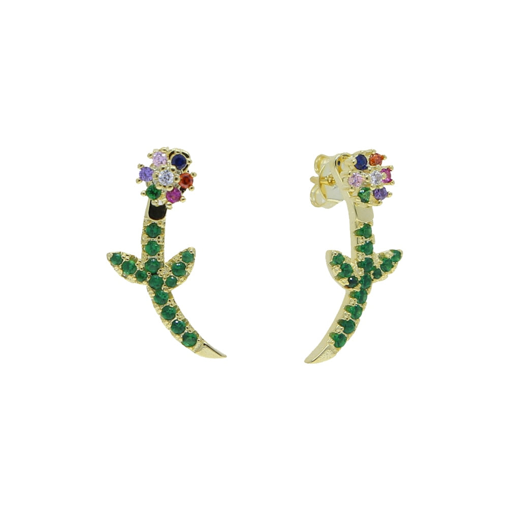 S925 Women's Flower Stud Earrings - Different Drips