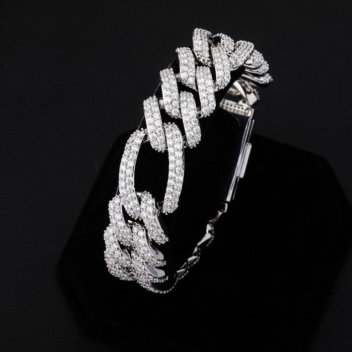 18mm Figaro Prong Cuban Link Bracelet - Different Drips