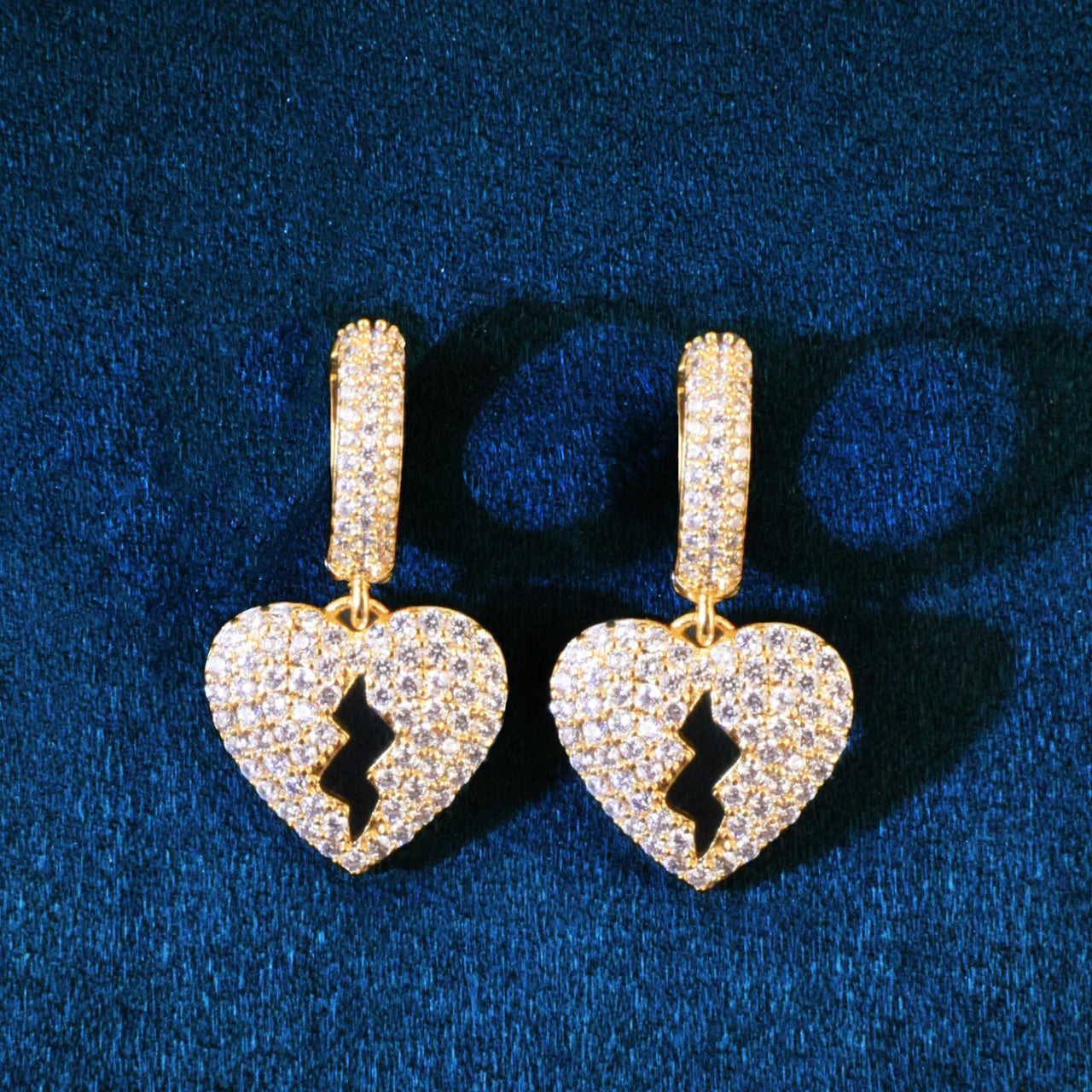 Diamond Broken Heart Dangle Earrings - Different Drips