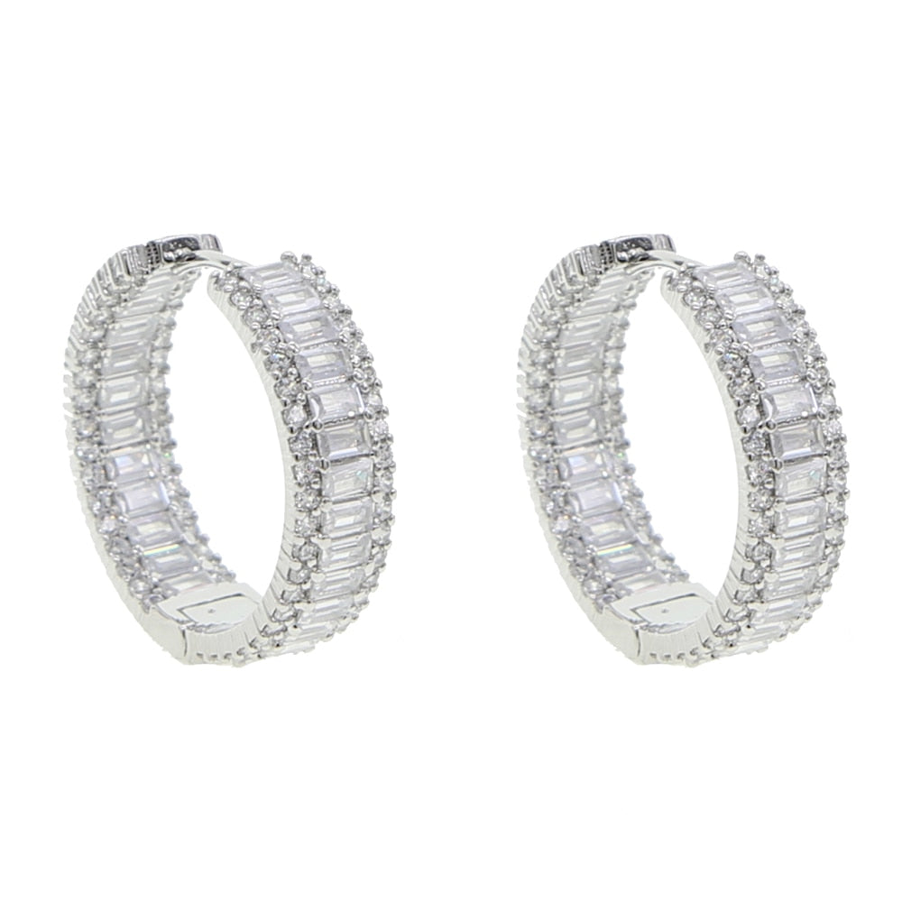 S925 Women's Medium Baguette Earrings - Different Drips